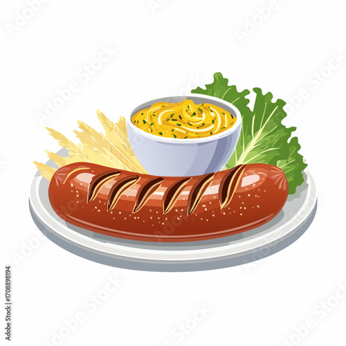 Rostbratwurst mit Sauerkraut und Senf