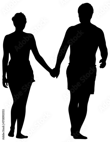 vector illustration. silhouettes of people walking along the street. Large set of characters of different ages.