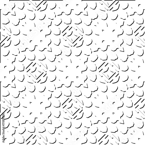 3d relief tiles. Vector pattern with symmetrical elements . Modern stylish abstract texture. Repeating tiles from striped elements. Black and white pattern.