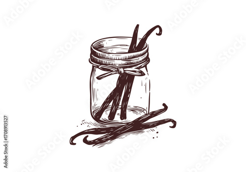 Vanilla Pod hand drawn sketch vector illustration