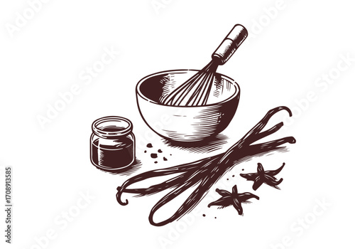 Vanilla Pod hand drawn sketch vector illustration