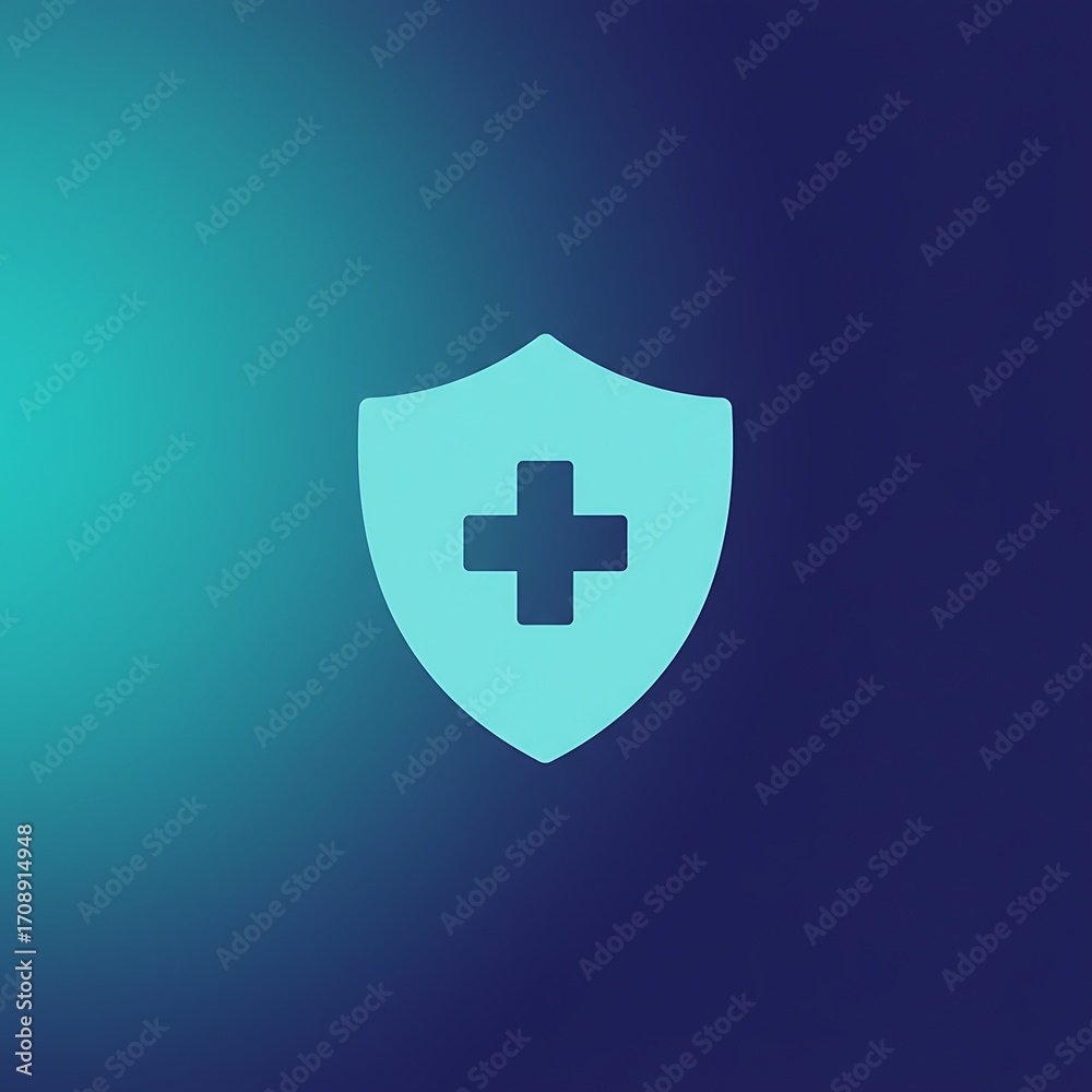 Obraz premium Medical shield icon on a gradient background for healthcare and protection