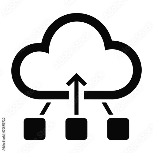 Cloud computing network icon symbol of data storage and transfer connection of devices to the cloud vector illustration of cloud technology