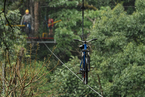 Adventure sky bike in Monteverde Costa Rica rainforest