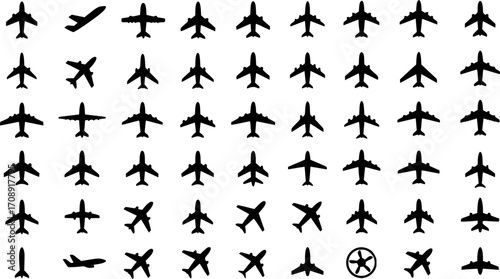 Aircraft icon vector set. airplane illustration sign collection. plane symbol or logo.
