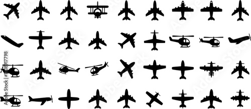 Aircraft icon vector set. airplane illustration sign collection. plane symbol or logo.
