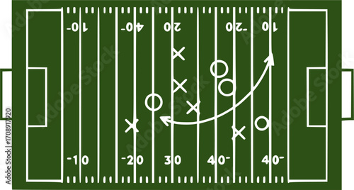 American Football Field icon vector. Coaching Players Diagram illustration sign. American Football symbol or logo.
