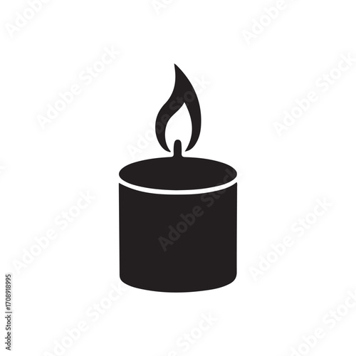 Minimal candle icon design on clean background