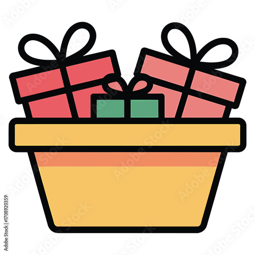Flower pot filled with gifts, symbolizing the beauty of giving and the joy of receiving thoughtful presents