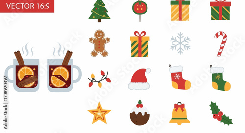 Christmas icon christmas holiday vector elements collection winter season celebration festive clip art seasonal graphics set 100 vector