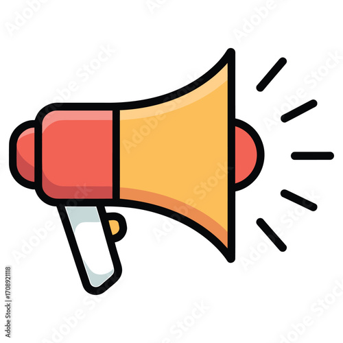 Loudspeaker alert a bold illustration of a megaphone with sound waves, symbolizing announcement, promotion, and communication