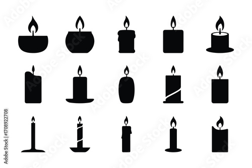 Minimalist candle icon bundle design