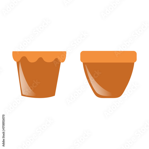 Simple Brown Flower Pots Illustration