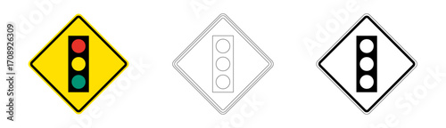 Traffic Light Ahead Sign in Vector Format