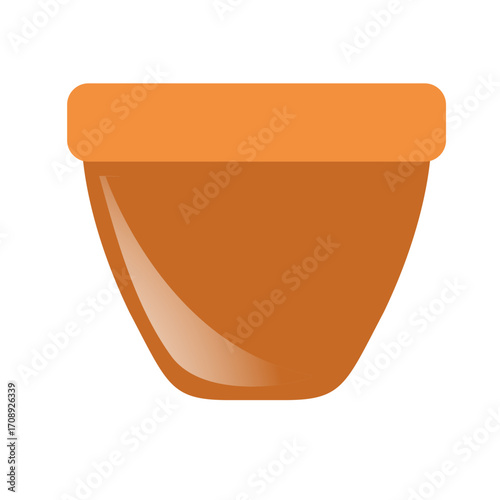 Minimalist illustration of an empty terracotta flower pot against a white backdrop