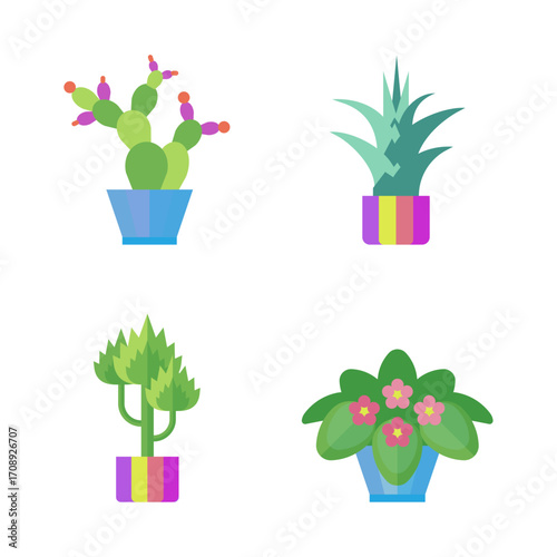 Vibrant Collection of Potted Houseplants for Indoor Decor and Greenery