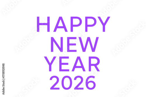 Happy new year 2026 greeting with transparent background
