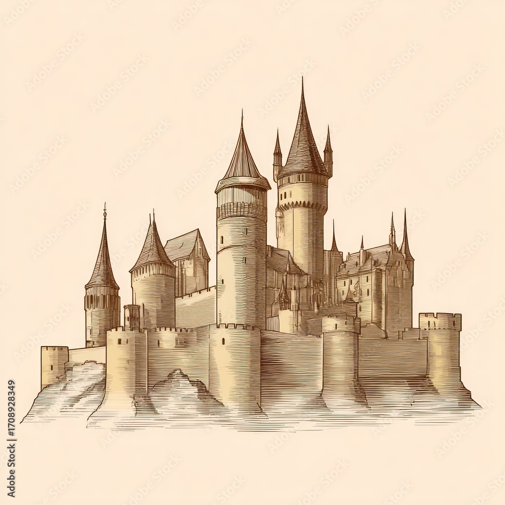 Obraz premium Medieval castle illustration