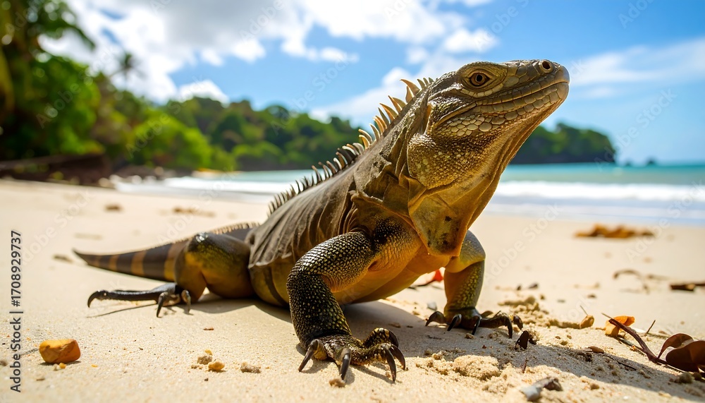 Fototapeta premium Iguana on Tropical Beach (1)