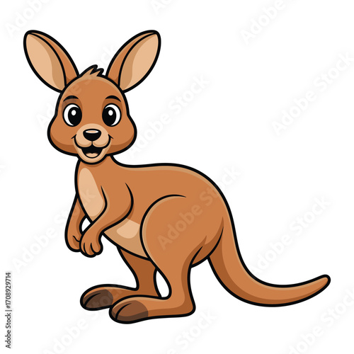 A charming cartoon kangaroo, showcasing its adorable features and playful expression in a delightful illustration