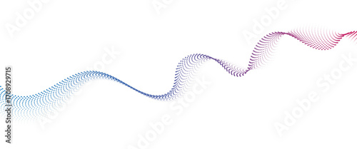 Flowing Dot Wave halftone gradient pattern on transparent background	