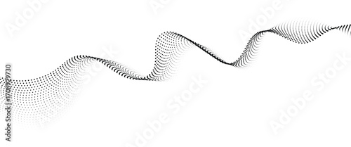 Flowing Dot Wave halftone gradient pattern on transparent background	
