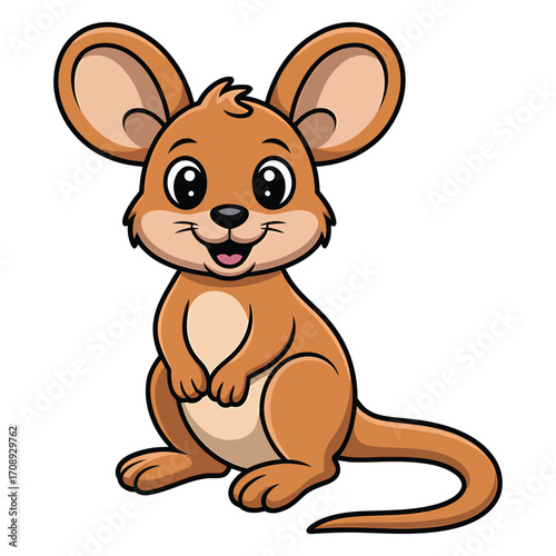 A charming cartoon kangaroo, showcasing its adorable features and playful expression in a delightful illustration