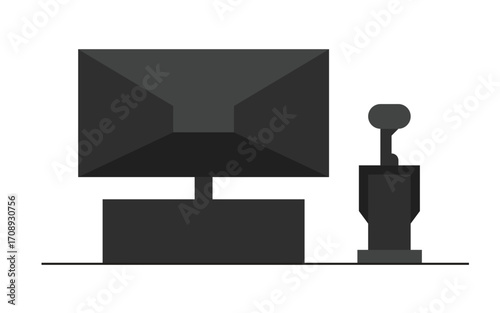Illustration computer cashier with scanner unique design