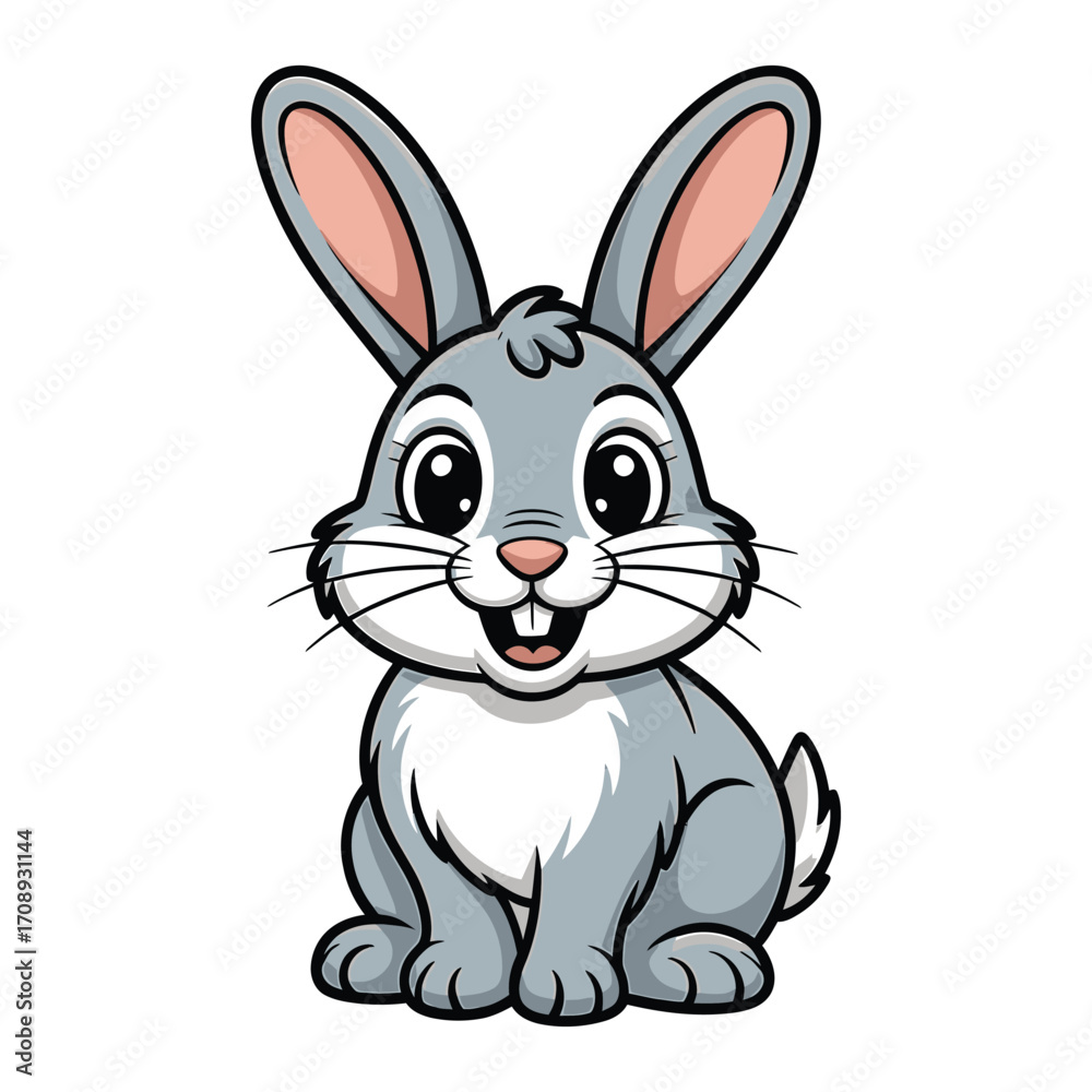Obraz premium Charming cartoon rabbit illustration, perfect for easter cards, childrens books, or springthemed designs