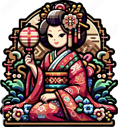 icon_logo_symbol_Elegant_Japanese_Woman_Vector_Illustration_in_Traditional