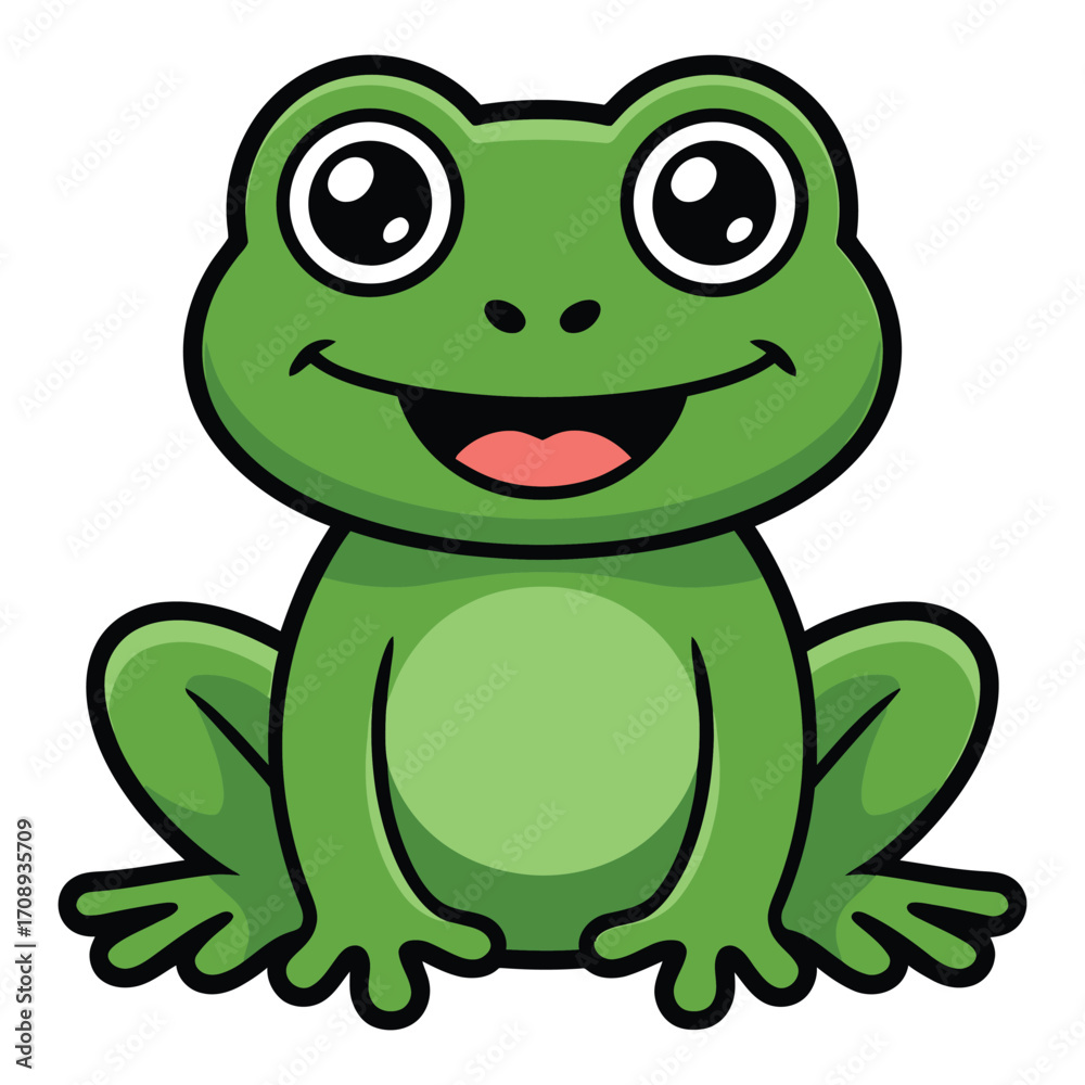 Fototapeta premium Cute cartoon frog smiling and looking happy