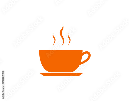 Orange Coffee Cup with Steam Icon