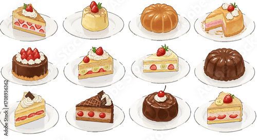 Sweet Cake Design Illustration A Delightful Collection of Desserts for your project design and creative needs