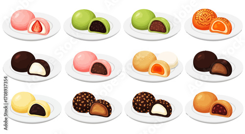 Delicious Mochi Design A Colorful Array of Sweet Japanese Treats