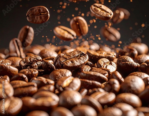 Coffee beans in motion