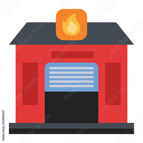 Fire Station flat vector icon