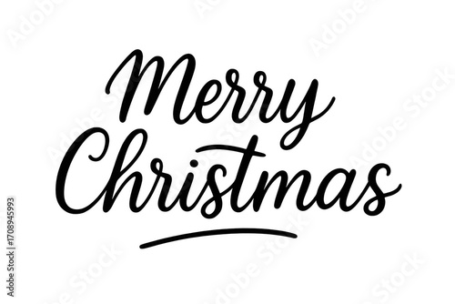 Elegant hand-lettered merry christmas sign on transparent background
