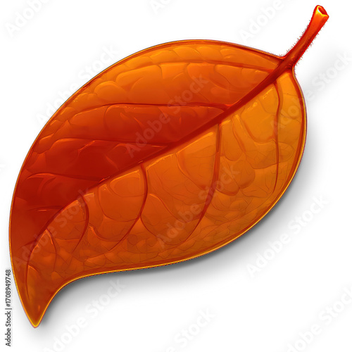 Orange - Red Leaf Illustration for Autumn - Themed Design, Nature Materials, Art Decoration