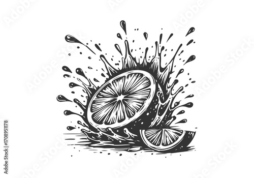 Lemon juice hand drawn vector illustration