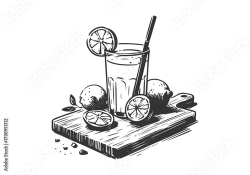 Lemon juice hand drawn vector illustration