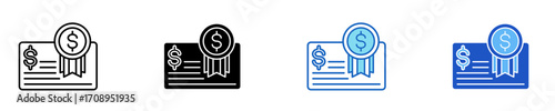 Certificate  Icon Set Multiple Style Collection