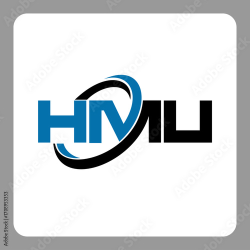 hmu logo. hmu letter. hmu letter logo design. Initials hmu logo linked with circle and uppercase monogram logo. Modern Red and Black Initials Logo for Corporate, hmu typography for technology,