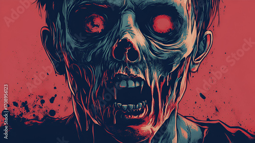 Halloween: Beware of monsters. Beautiful illustration for Halloween. Witches, zombies, evil, and terror.