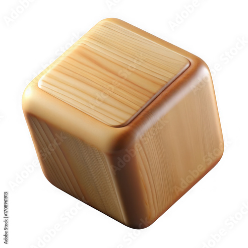 Fototapeta Naklejka Na Ścianę i Meble -  3d wooden cube with textured top isolated on transparent background