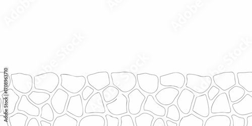 Seamless pattern of irregularly shaped stones in a simple line drawing style
