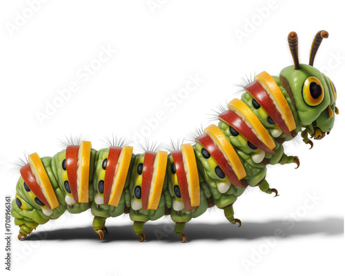 Cartoon caterpillar made of fruit isolated on white background