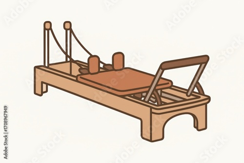 Innovative Pilates reformer fitness equipment designed for body alignment and strength training enhancing flexibility and resilience during physical exercise captured with clarity