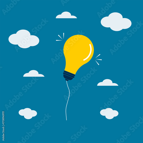 Professionally Designed Illustration of Ideas Fluttering in the Sky