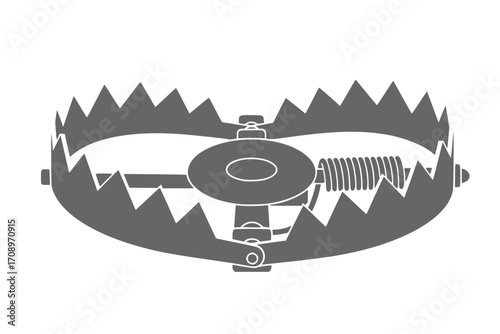 Vector Icons and Symbols Set of Dangerous Bear Traps. Collection of Bear Trap Illustrations and Symbols in a Clean Vector Design