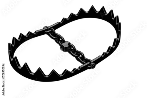 Vector Icons and Symbols Set of Dangerous Bear Traps. Collection of Bear Trap Illustrations and Symbols in a Clean Vector Design
